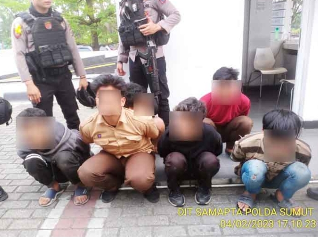 6 Pelajar Anggota Geng Motor Diringkus Tim PRC Samapta Poldasu