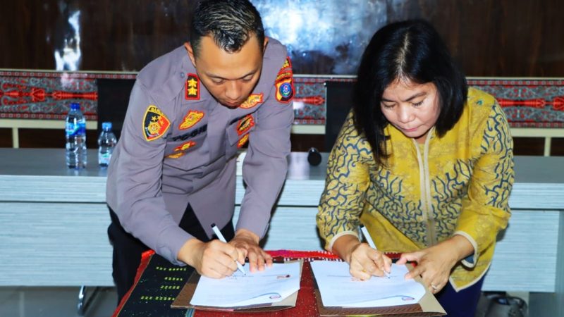 KPU Kabupaten Samosir MoU dengan Polres Samosir Pemilu Serentak Tahun 2024