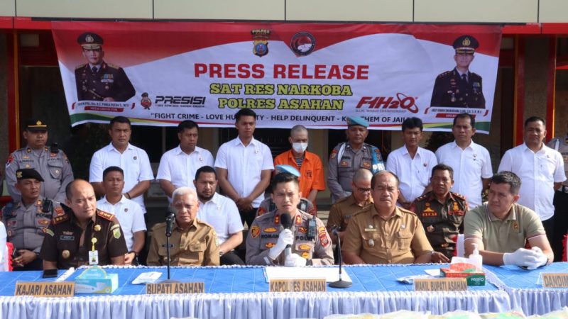 Bupati Asahan Ikuti Press Rilis Narkoba 50 Kg Sabu di Polres Asahan