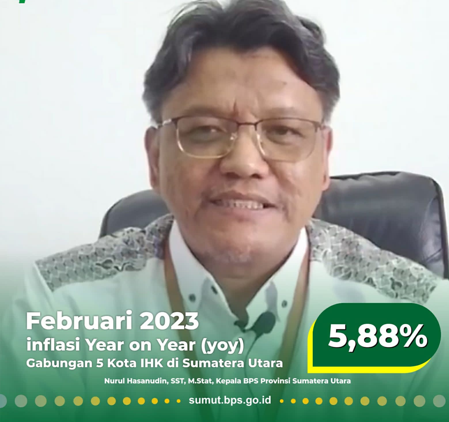 Sumut Inflasi Gabungan 5 Kota pada Februari 2023 Sebesar 5,88 %