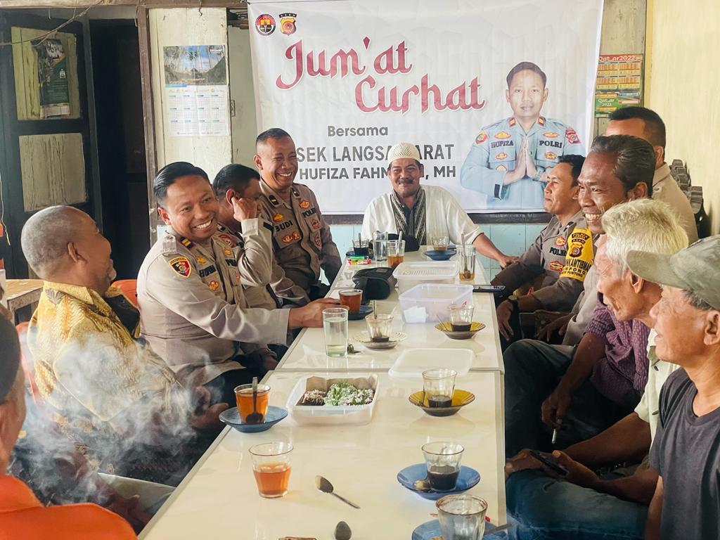 Kapolsek Langsa Barat Gelar Jum’at Curhat Bersama Masyarakat Gampong Geudubang Jawa
