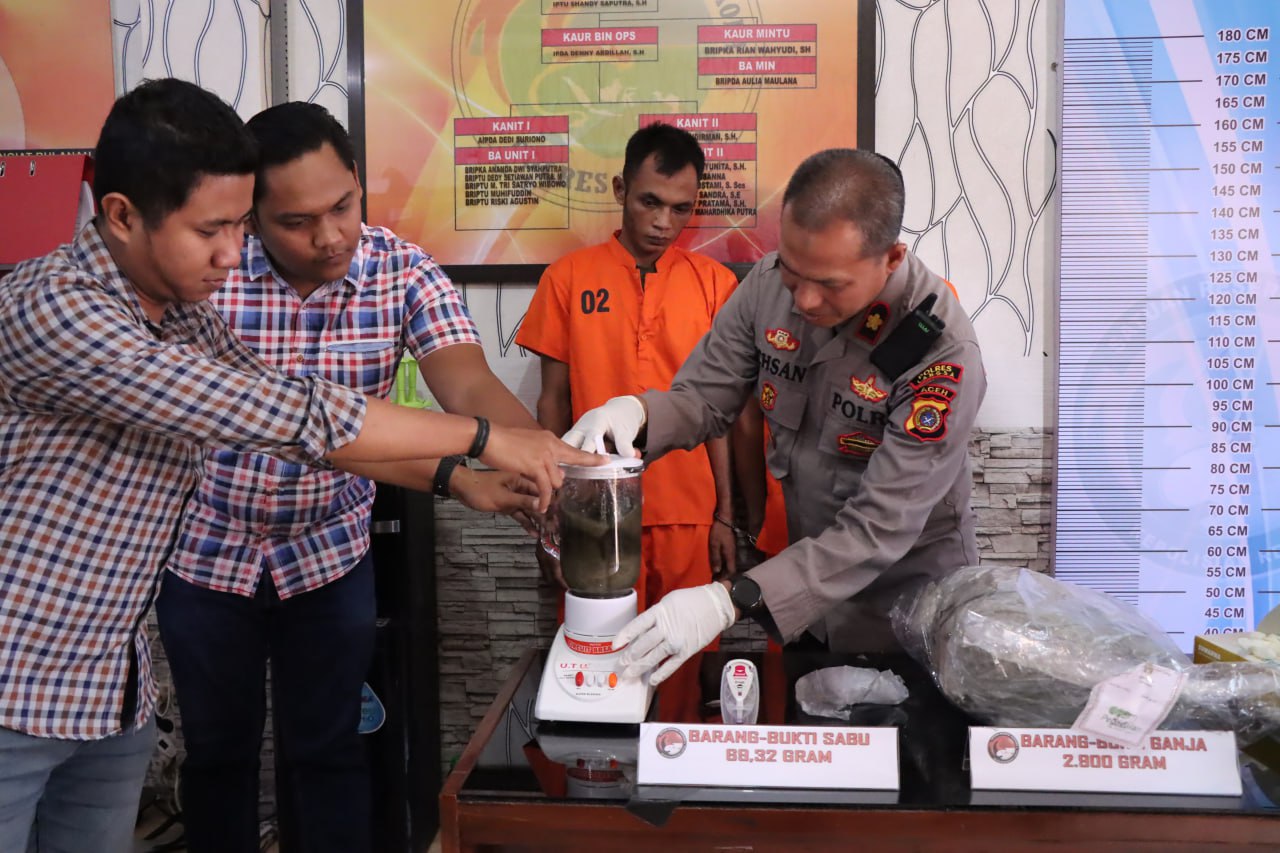 Polres Langsa Musnahkan Barang Bukti Sabu dan Ganja