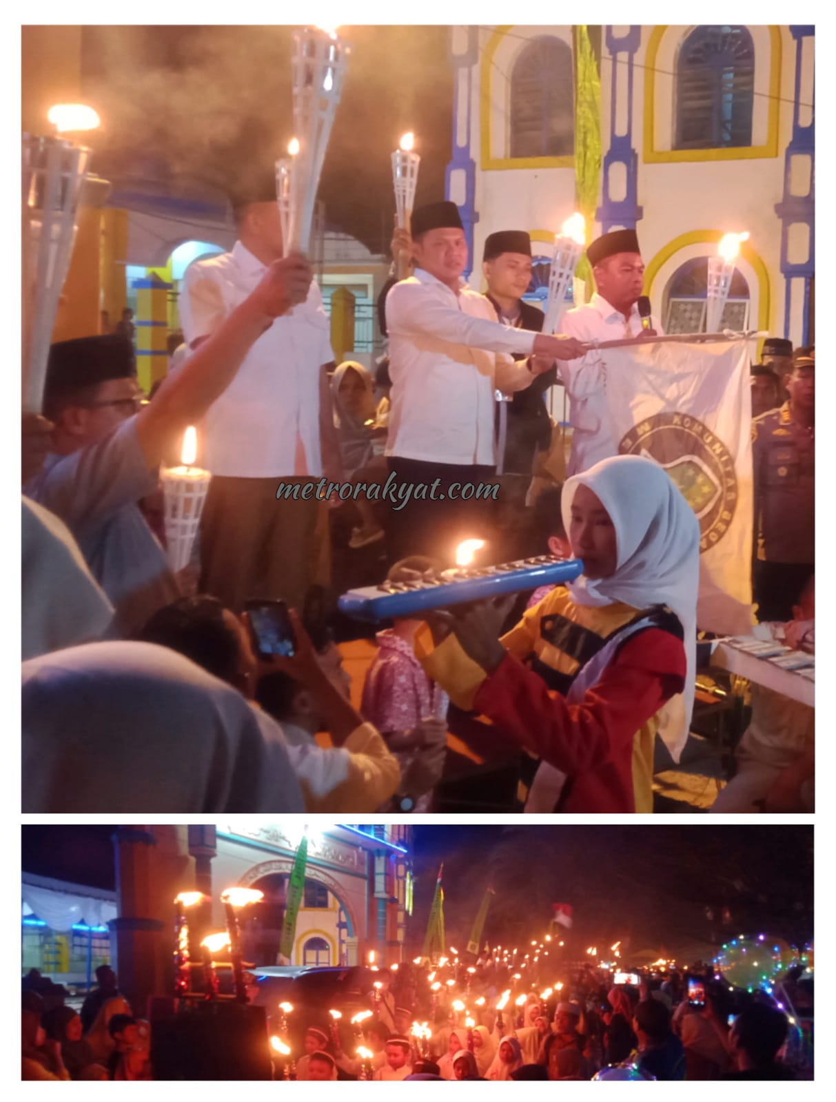Sambut Bulan Ramadhan 1444 H, Bupati dan Wabup Sergai Lepas Peserta Pawai Obor di Kecamatan Tanjung Beringin