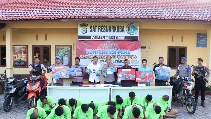 Dalam Dua Pekan Satresnarkoba Polres Aceh Timur Berhasil Ungkap 10 Kasus Narkoba Dengan 15 Orang Tersangka