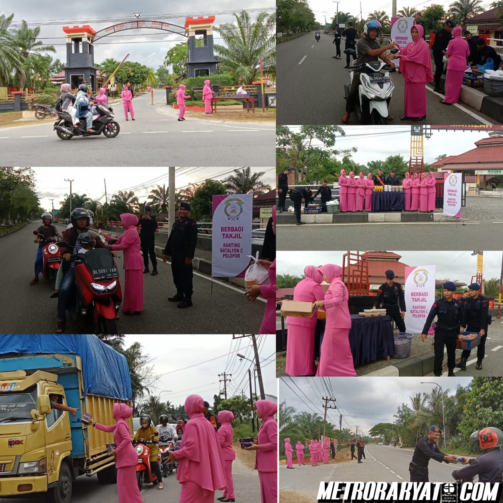 Personel Brimob dan Bhayangkari Bagi Takjil Gratis kepada Pengendara