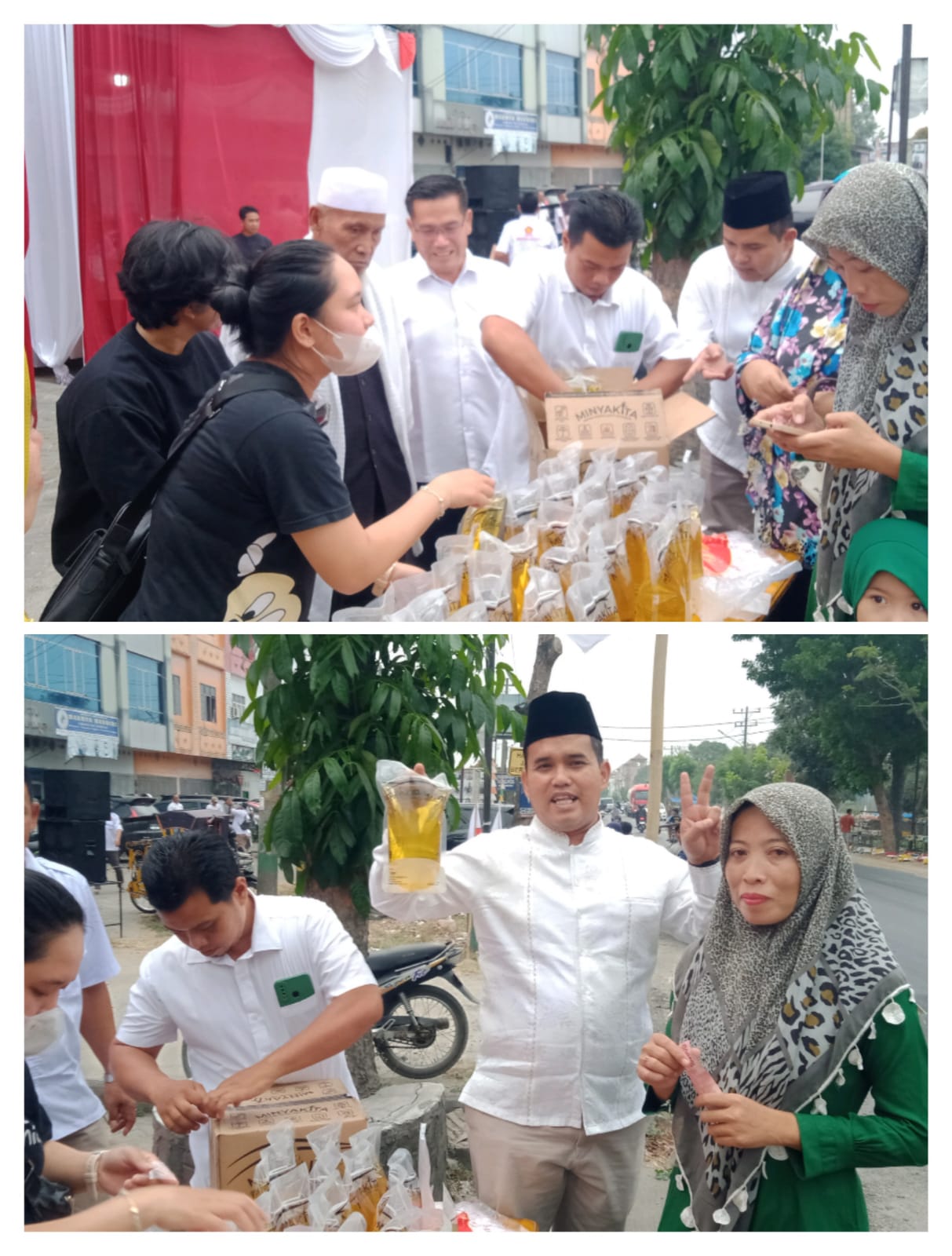 Ibu-ibu Serbu Ketua dan Sekretaris DPC Partai Gerindra Sergai Jual Minyak Goreng Murah