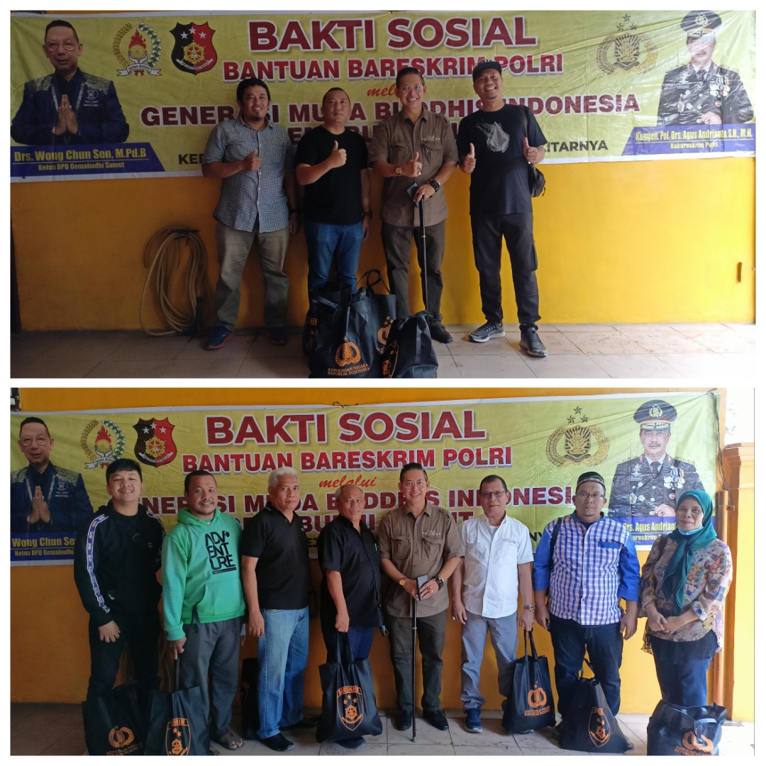 Bareskrim Polri dan Gemabudhi Sumut Bagi Paket Sembako kepada Wartawan DPRD Medan
