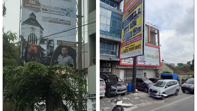 Papan Reklame Kembali Marak Berdiri Diatas Trotoar Jalan di Kota Medan, Edwin Sugesti: Pemko Diminta Tindak Tegas