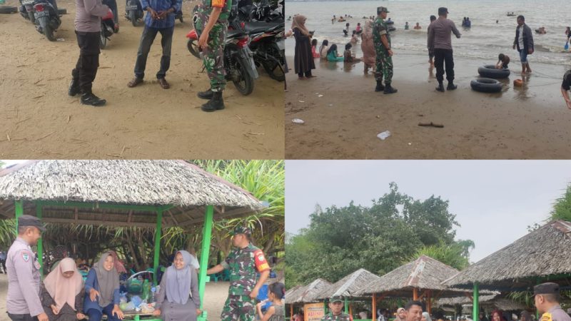 Polisi dan TNI Kompak Kawal Aktivitas Wisatawan di Pantai Lancok