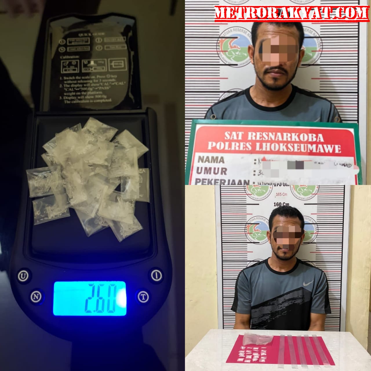 Tim Opsnal Sat Resnarkoba Polres Lhokseumawe Bekuk Tersangka Sabu – sabu di Kuta Makmur