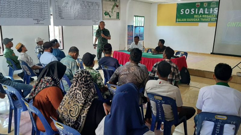 Bangkitkan Nasionalisme Warga Desa, Satgas TMMD 116 Kodim 0204/DS Gelar Sosialisasi Bela Negara
