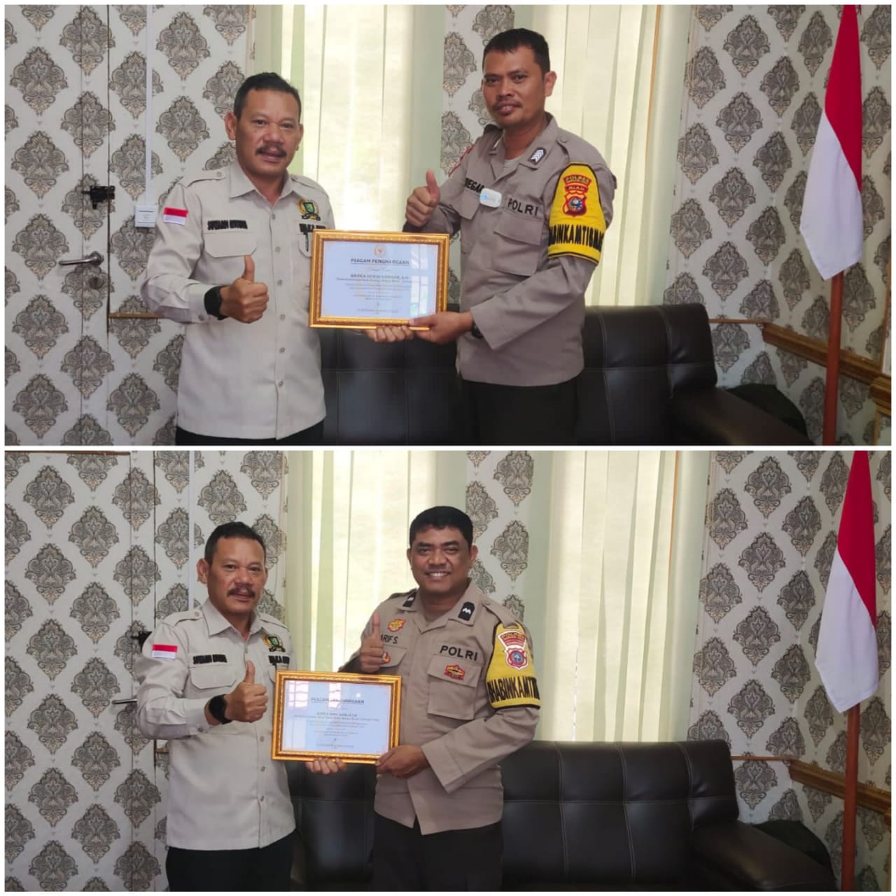 Dua  Anggota Polri  Terima Penghargaan dari Anggota DPR-RI