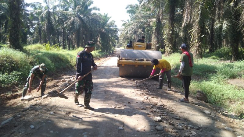 Dibantu Tandem Roller, Pengerasan Jalan 6 Km Terus Dikebut Satgas TMMD 116 Kodim Deliserdang