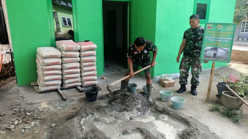 Progres Rehab Satu RTLH di TMMD 116 Kodim Deliserdang Mendekati Rampung