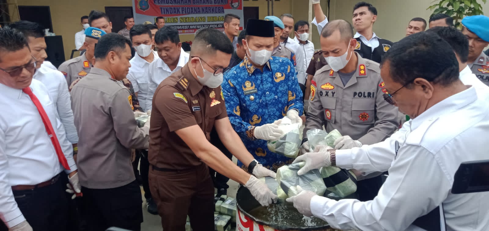 Kapolres Sergai AKBP Oxy Pimpin Pemusnahan BB Sabu 28 Kg