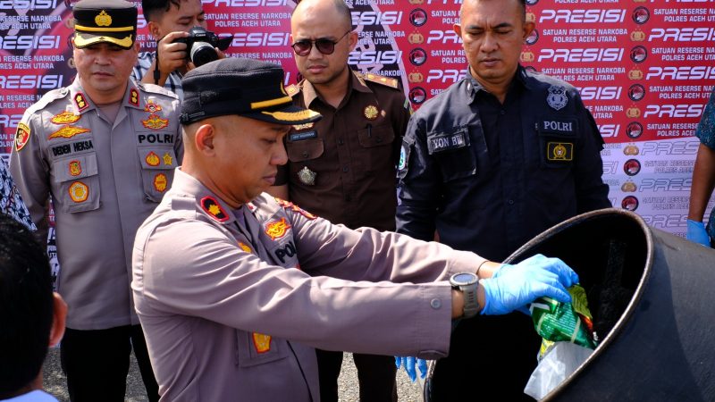 Polres Aceh Utara Musnahkan Barang Bukti Narkoba Senilai Belasan Miliar