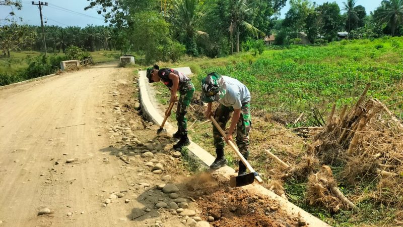 Sebelum Rampung, Satgas TMMD Kodim Deliserdang Terus Mantapkan Konstruksi Tembok Penahan Tanah