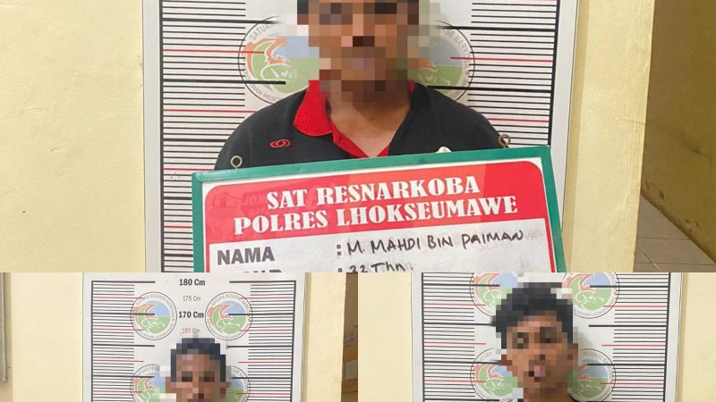 Tim Opsnal Sat Resnarkoba Polres Lhokseumawe Bekuk Tiga Tersangka Narkotika