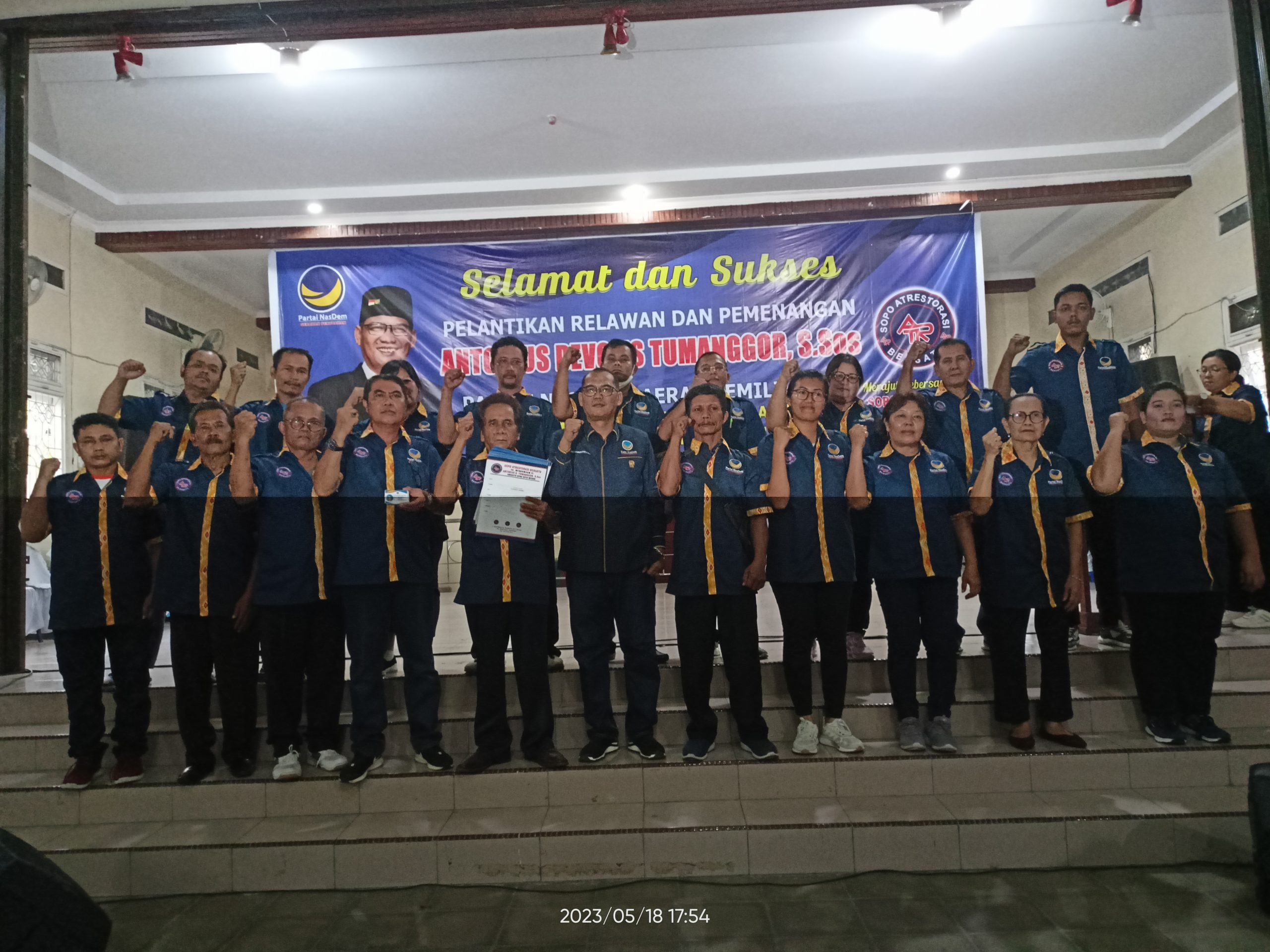 Relawan ATRestorasi Bersatu Dilantik, Antonius Tumanggor : Mari Bekerja Keras dan mencari suara untuk  Memenangkan Partai NasDem di Kecamatan Medan Helvetia 