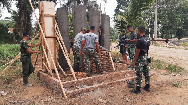Kerja Kilat, Satgas Kodim Deliserdang Rampungkan 70 Persen Pembangunan Tugu TMMD Ke-116