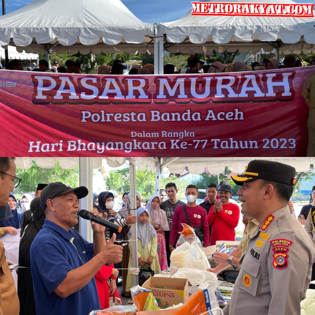 Sambut Hari Bhayangkara ke 77, Pj Wali Kota dan Kapolresta Banda Aceh Buka Pasar Murah di Taman Ratu Safiatuddin