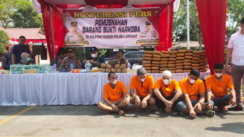 Polres Langkat Konferensi Pers Ungkap Tindak Pidana Narkotika dan Pemusnahan Barang Bukti Narkotika