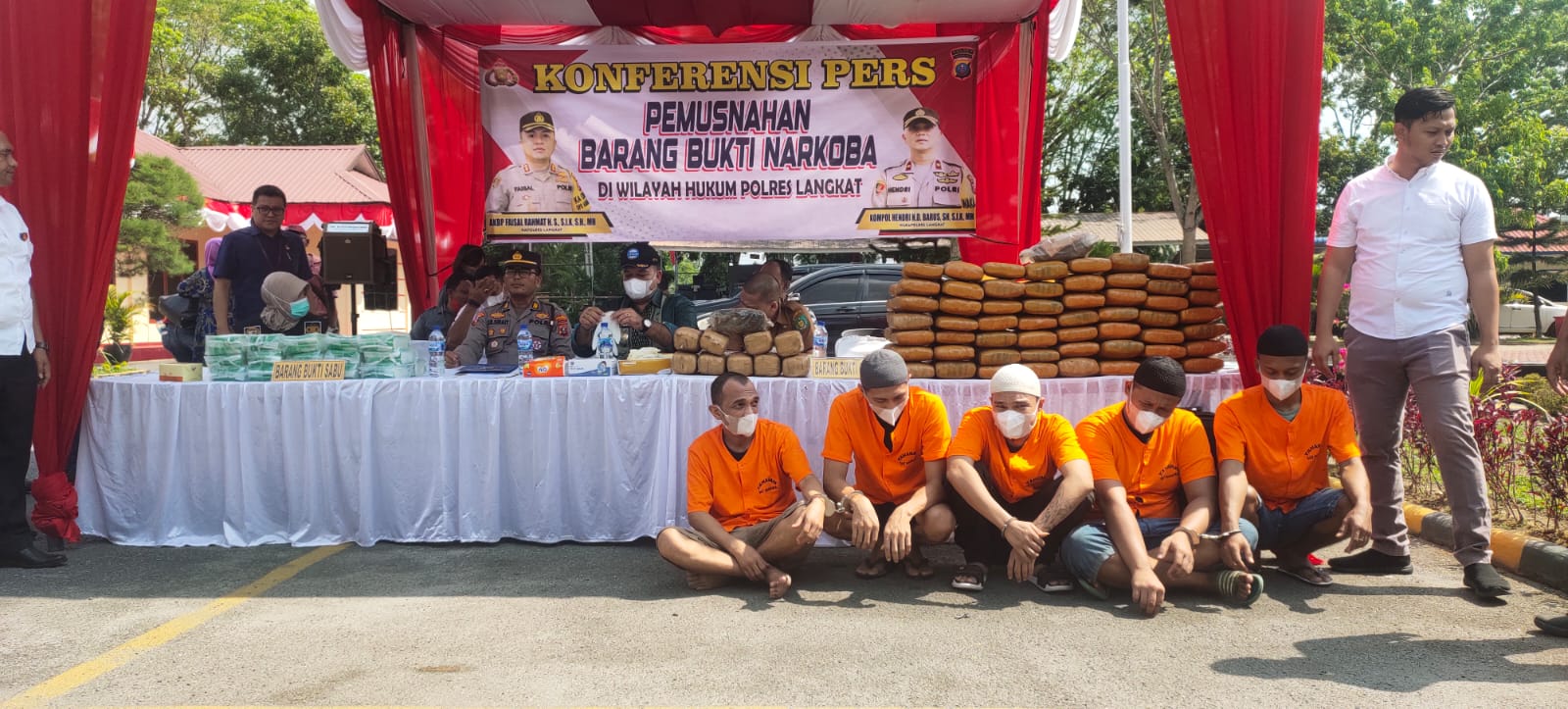 Polres Langkat Konferensi Pers Ungkap Tindak Pidana Narkotika dan Pemusnahan Barang Bukti Narkotika