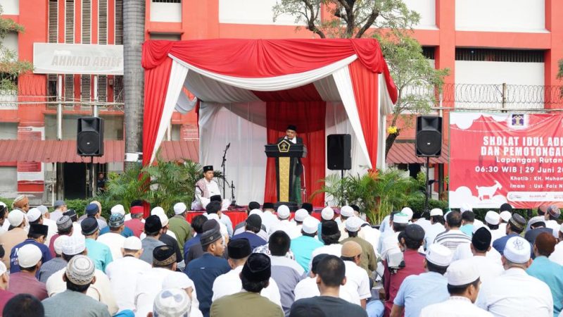 Moment Perayaan Hari Raya Idul Adha 1444H, Rutan Cipinang DKI Jakarta Gelar Sholat Ied dan Pemotongan Hewan Qurban