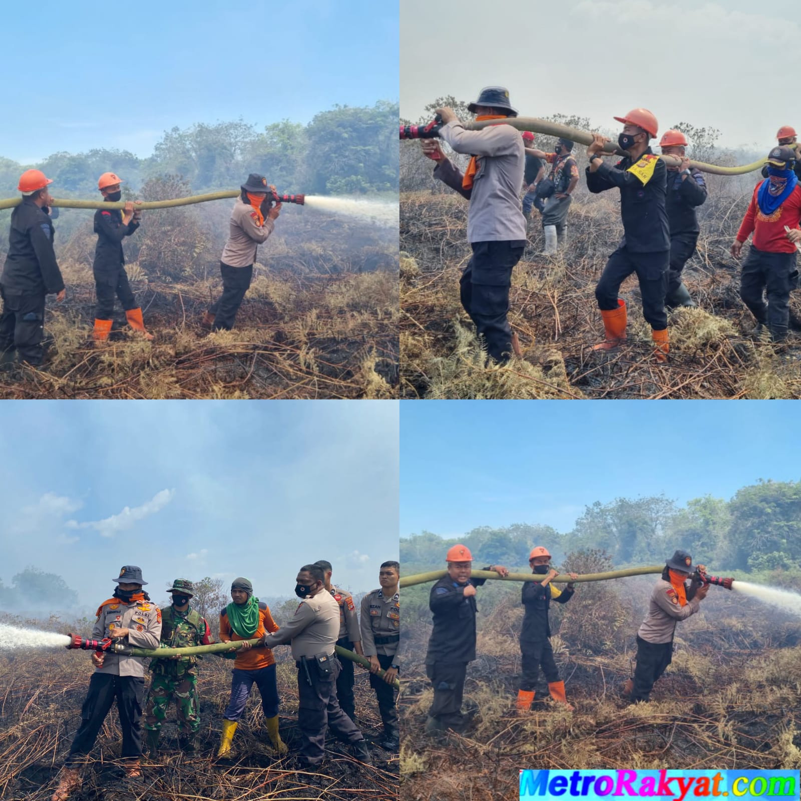 Padamkan Titik Api di Lahan Gambut, Personel Polres Aceh Barat bersama TNI, Brimob dan BPBD Saling Bersinergi