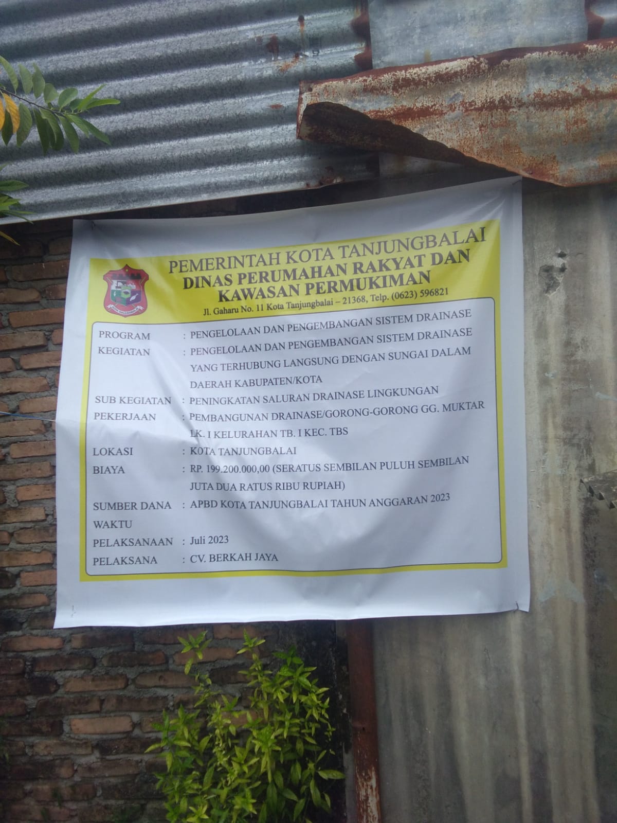 Proyek Drainase Di Kelurahan TB Kota I Tanjung Balai Terhenti