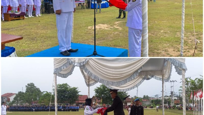 Pengibaran  dan Penurunan Bendera Merah Putih Hut RI ke 78 Tahun 2023 Kecamatan Rengat Barat Inhu Berlangsung Khidmat