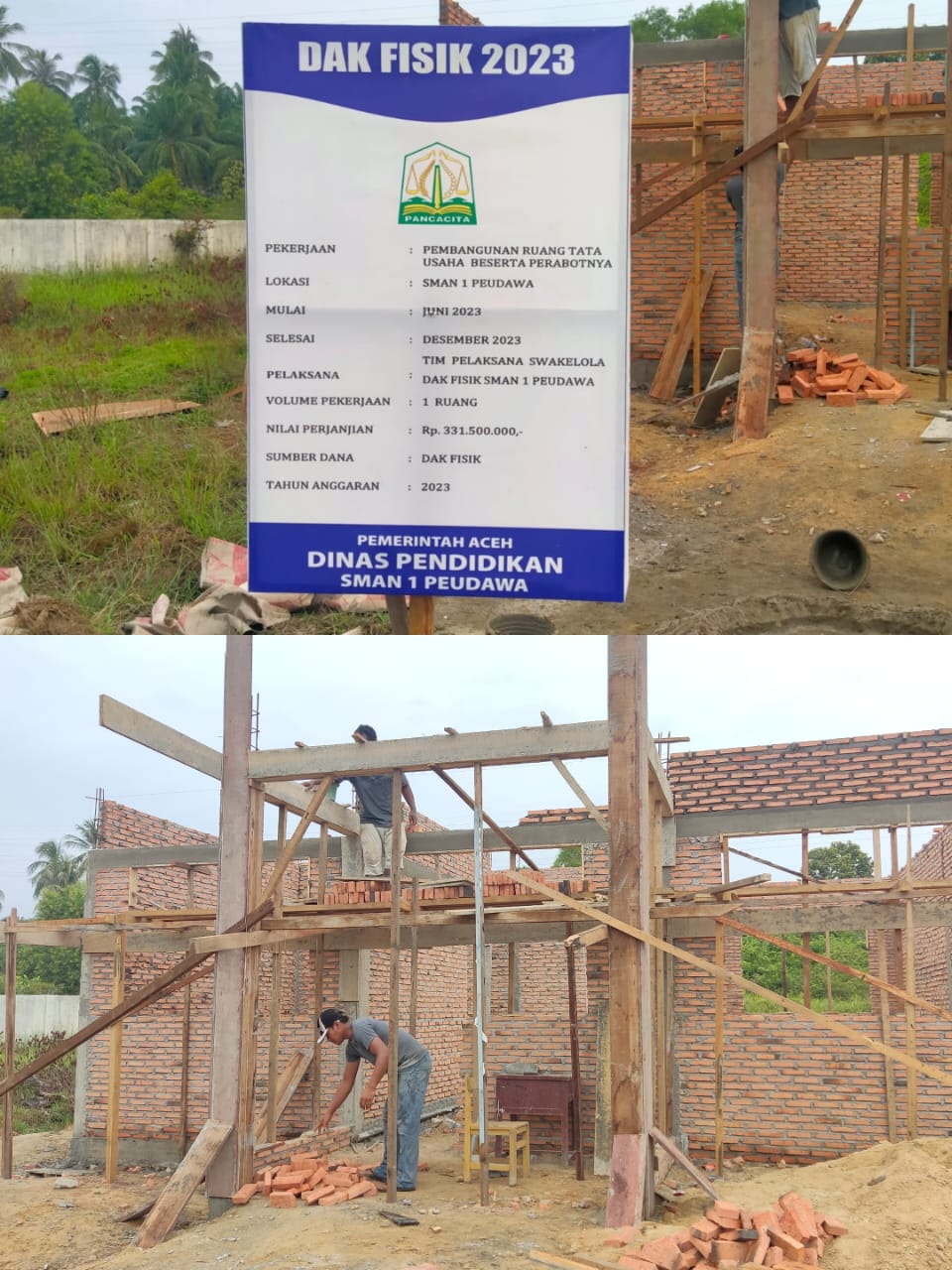 Proyek Swakelola di SMAN 1 Peudawa Diduga Langgar K3, Kepsek Sulit Dijumpai