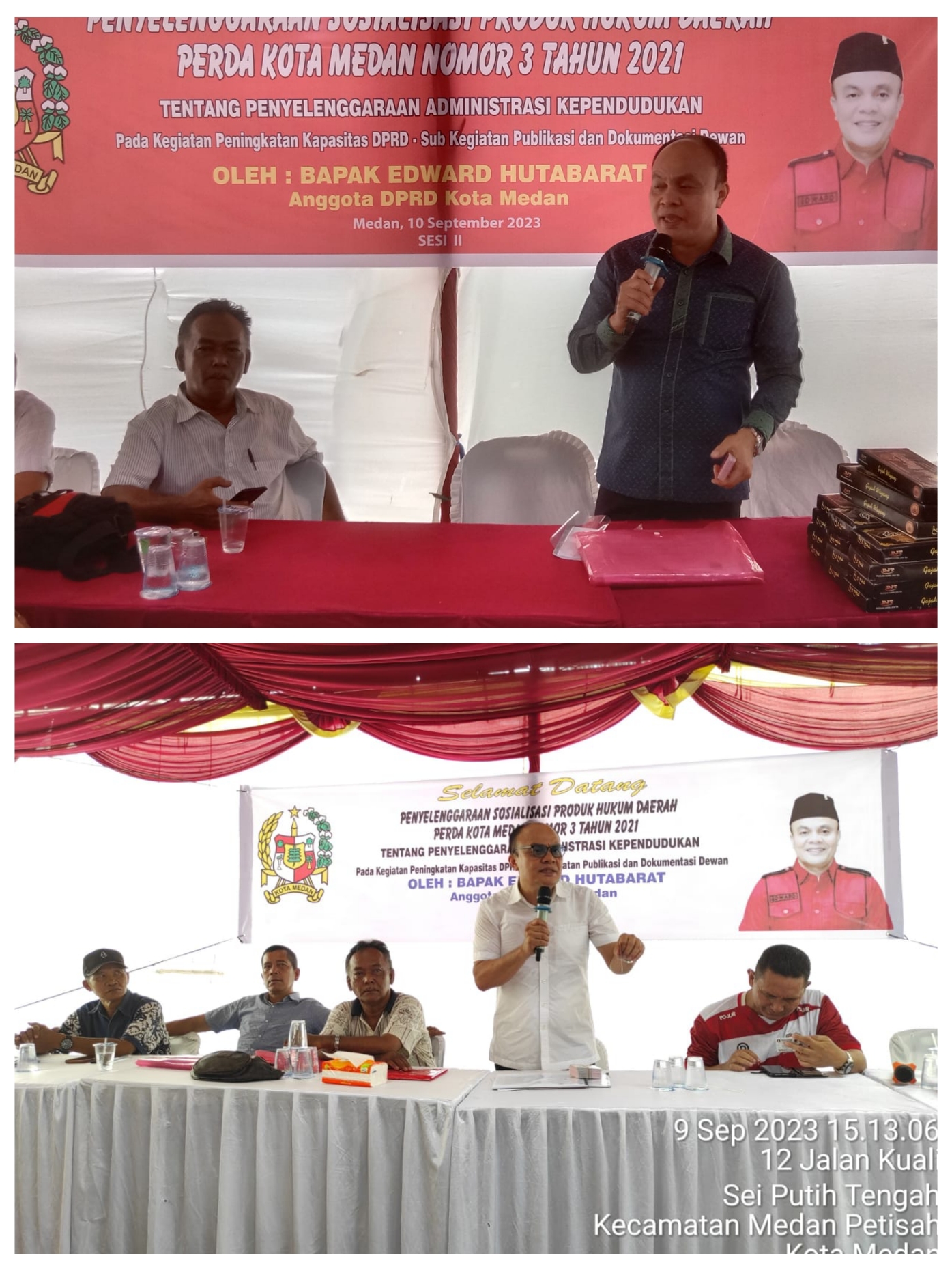 Dua Sesi Melaksanakan Sosialisasikan Perda Adminduk, Edward Ingatkan Warga Dapat Menggunakan UHC dan JKMB Untuk Berobat Gratis Hanya Memakai NIK KTP Medan