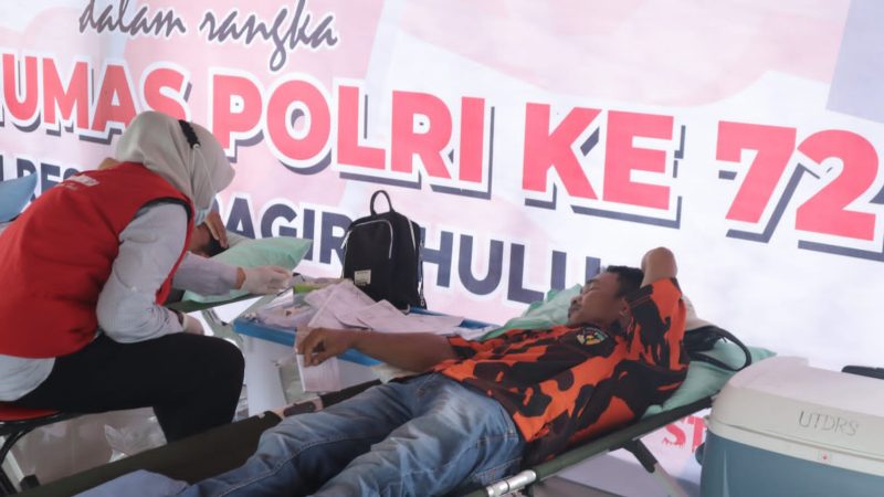 Puluhan Kantong Darah Terkumpul Saat Donor Darah di Polres Inhu 