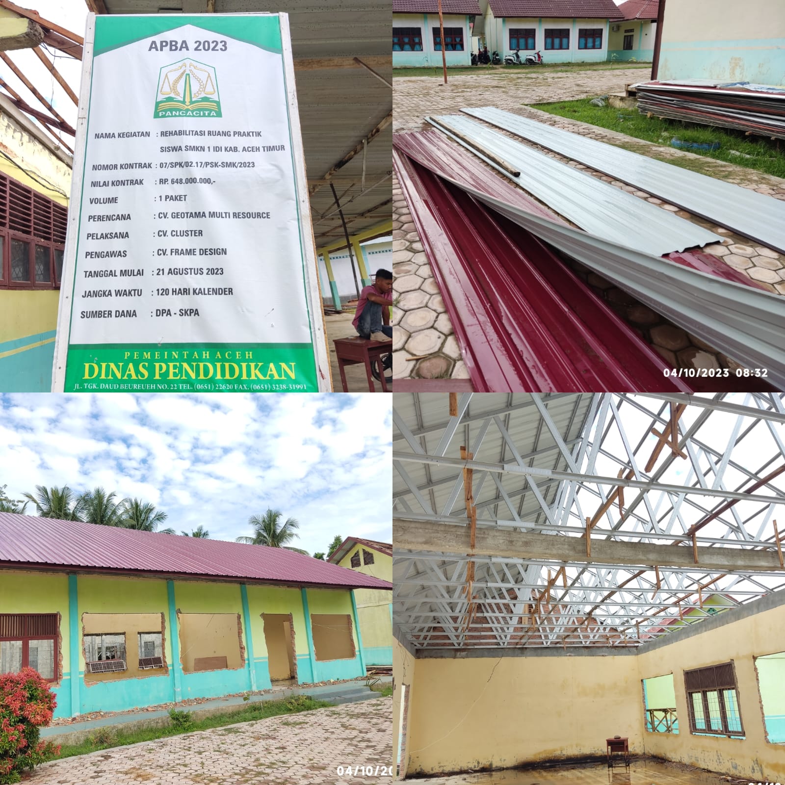 Diduga Proyek Rehabilitasi Ruang Praktek SMKN 1 Idi, Dikerjakan Tidak Sesuai RAB