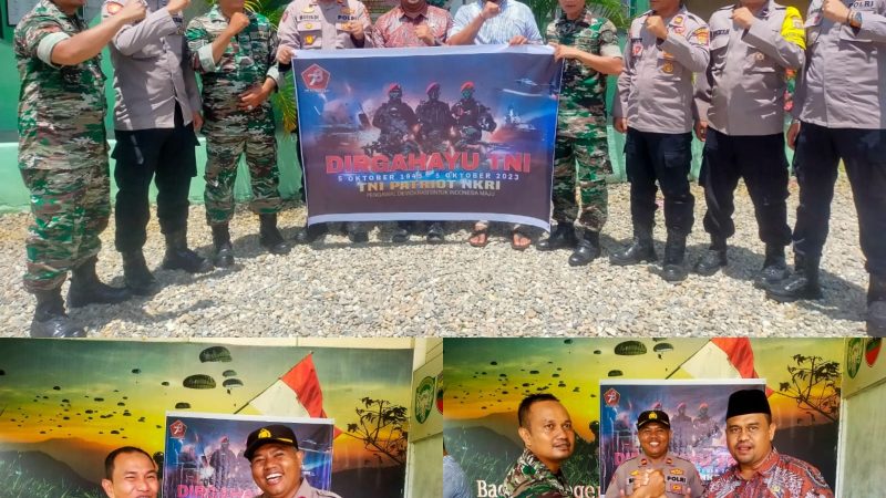Kapolsek Nurussalam Berikan Kejutan Kue Spesial HUT TNI Ke-78 Kepada Personil Koramil