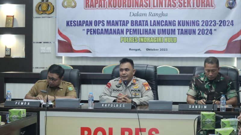 Jelang Ops Mantap Brata LK 2023-2024, Kapolres Inhu Pimpin Rakor Lintas Sektoral