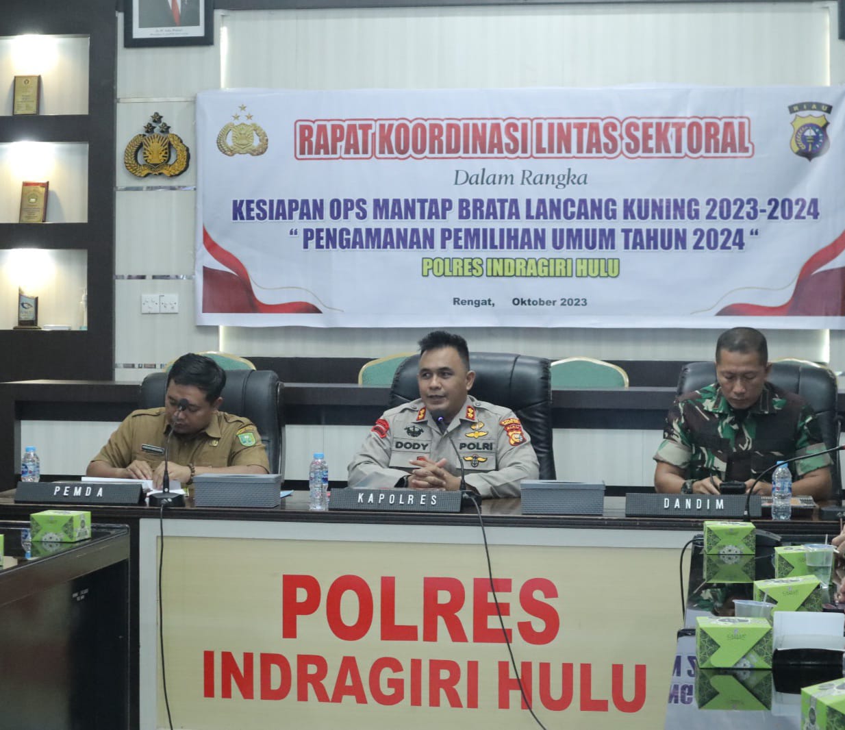 Jelang Ops Mantap Brata LK 2023-2024, Kapolres Inhu Pimpin Rakor Lintas Sektoral