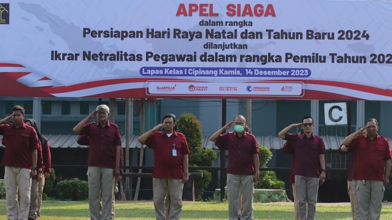 Lapas Cipinang Gelar Apel Siaga Jelang NATARU Serta Ikrar Netralitas Petugas Pemasyarakatan