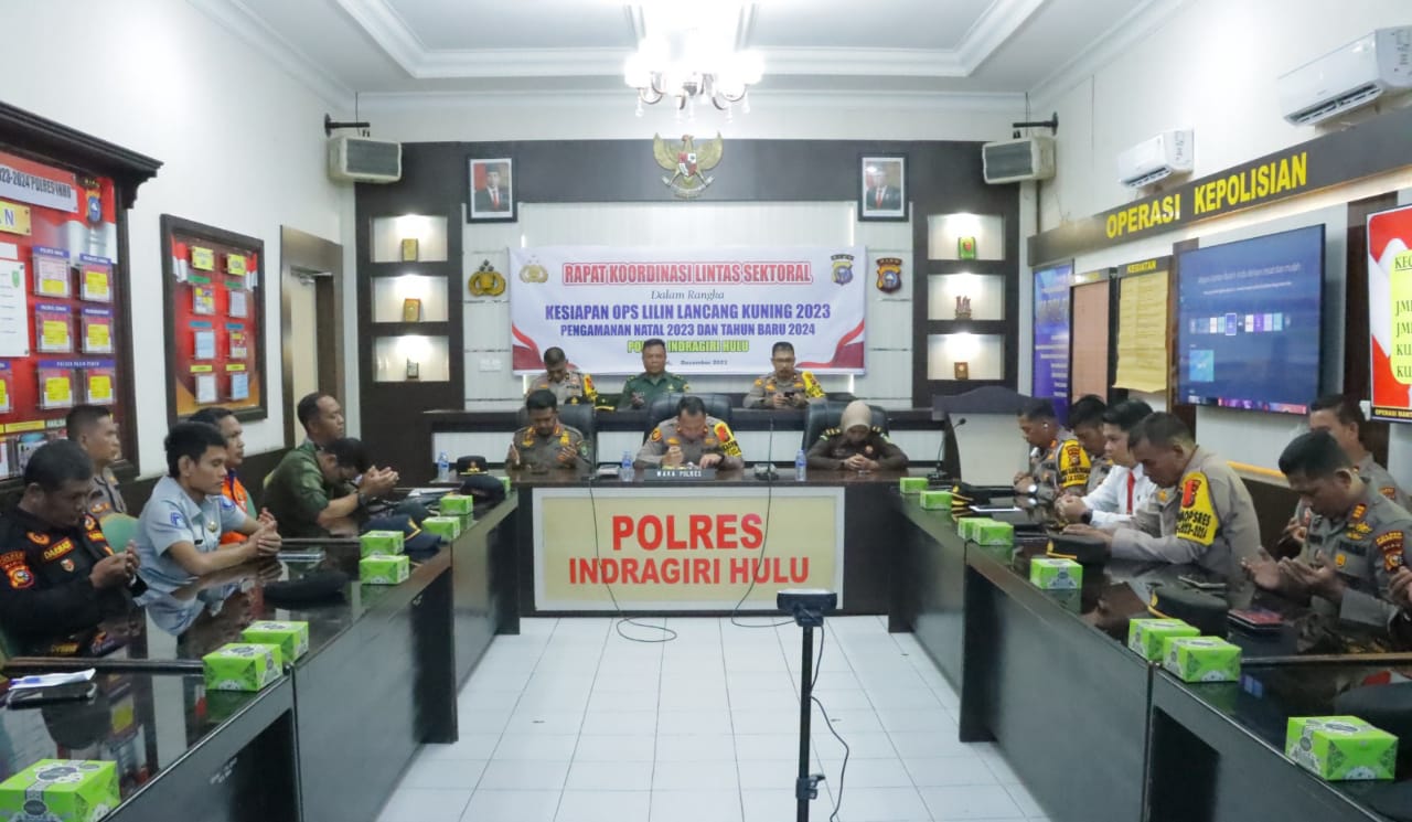 Pengaman Nataru, Polres Inhu Rakor Lintas Sektoral dan Apel Gelar Pasukan Ops Lilin LK Tahun 2023 