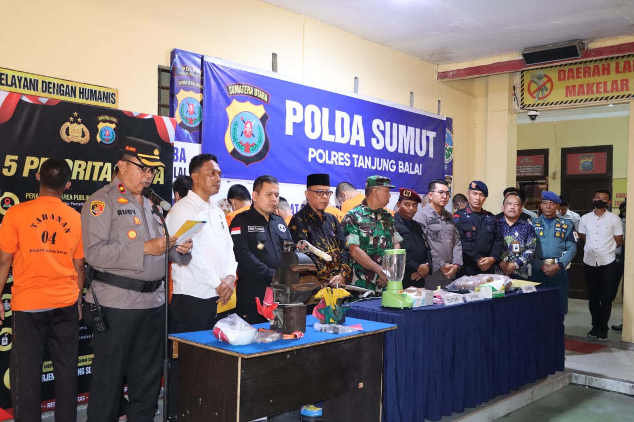 Polres Tanjung Balai Musnahkan Barang Bukti Narkotika Sabu, Pil Ekstasi Dan Ganja