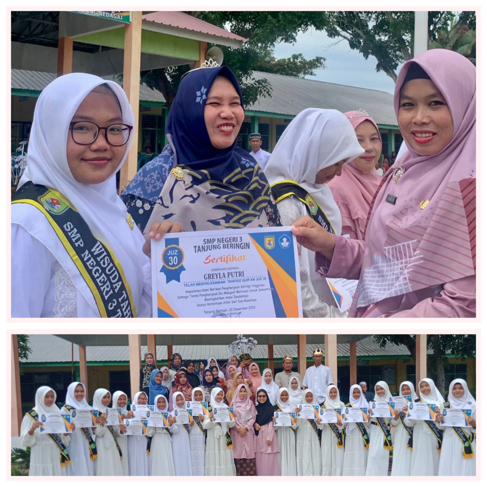 Kepsek SMP Negeri 3 Tanjung Beringin Gelar Wisuda Tahfizd Juz 30