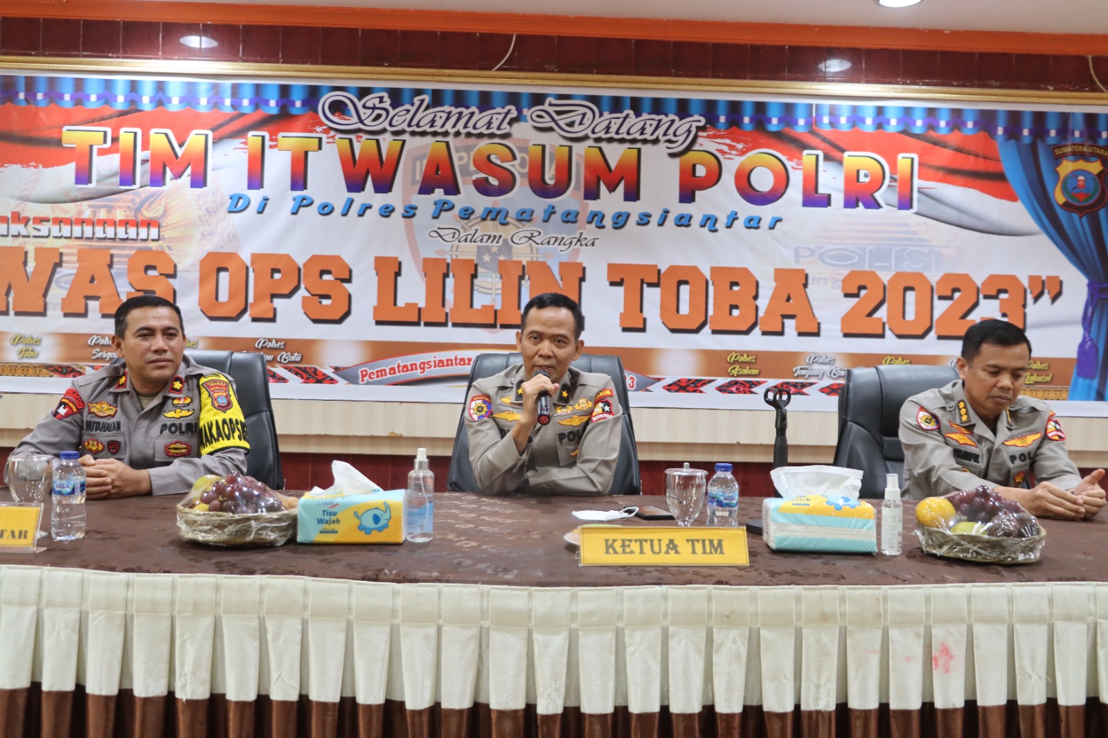 Polres Pematang Siantar Sambut Kunjungan Kerja Tim Itwasum Mabes Polri Was Ops Mantap Lilin Toba 2023