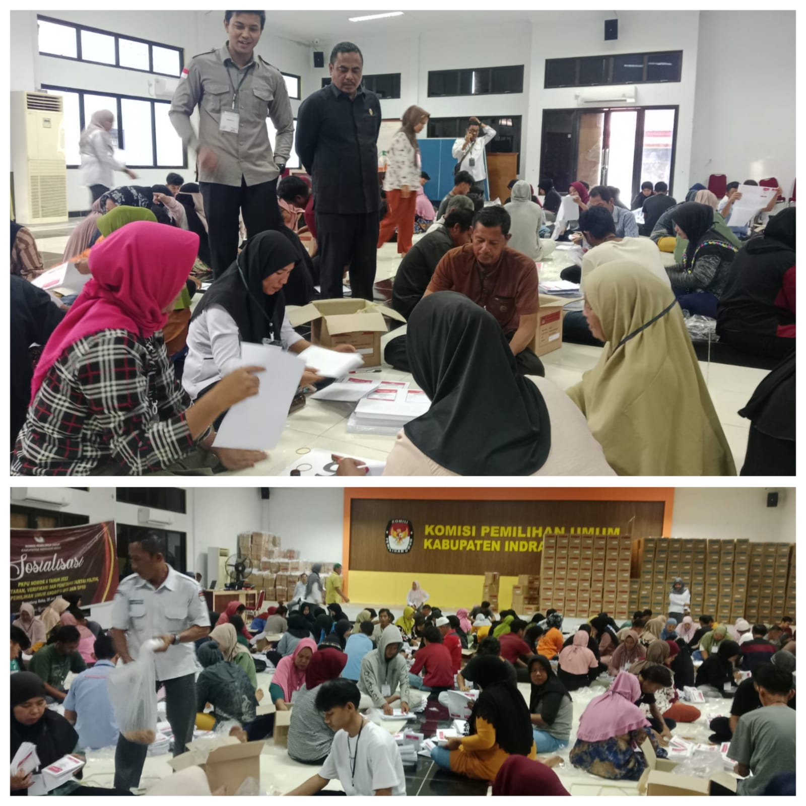Bawaslu Inhu Awasi Penyortiran dan Pelipatan Surat Suara  di KPU