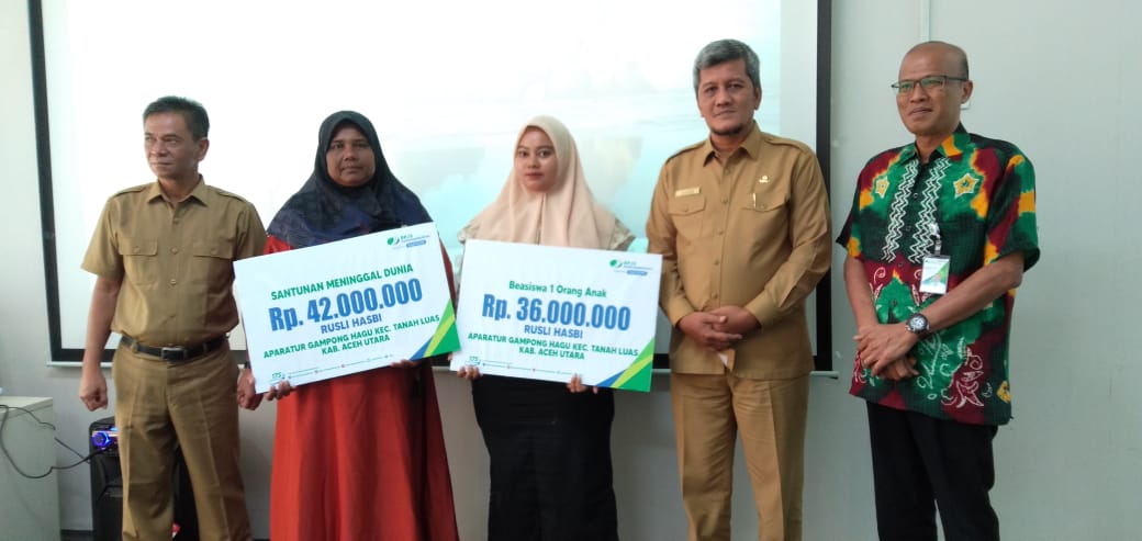 Ahli Waris Aparatur Gampong di Aceh Utara Meninggal Dunia Terima Santunan dan Beasiswa dari BPJS Ketenagakerjaan