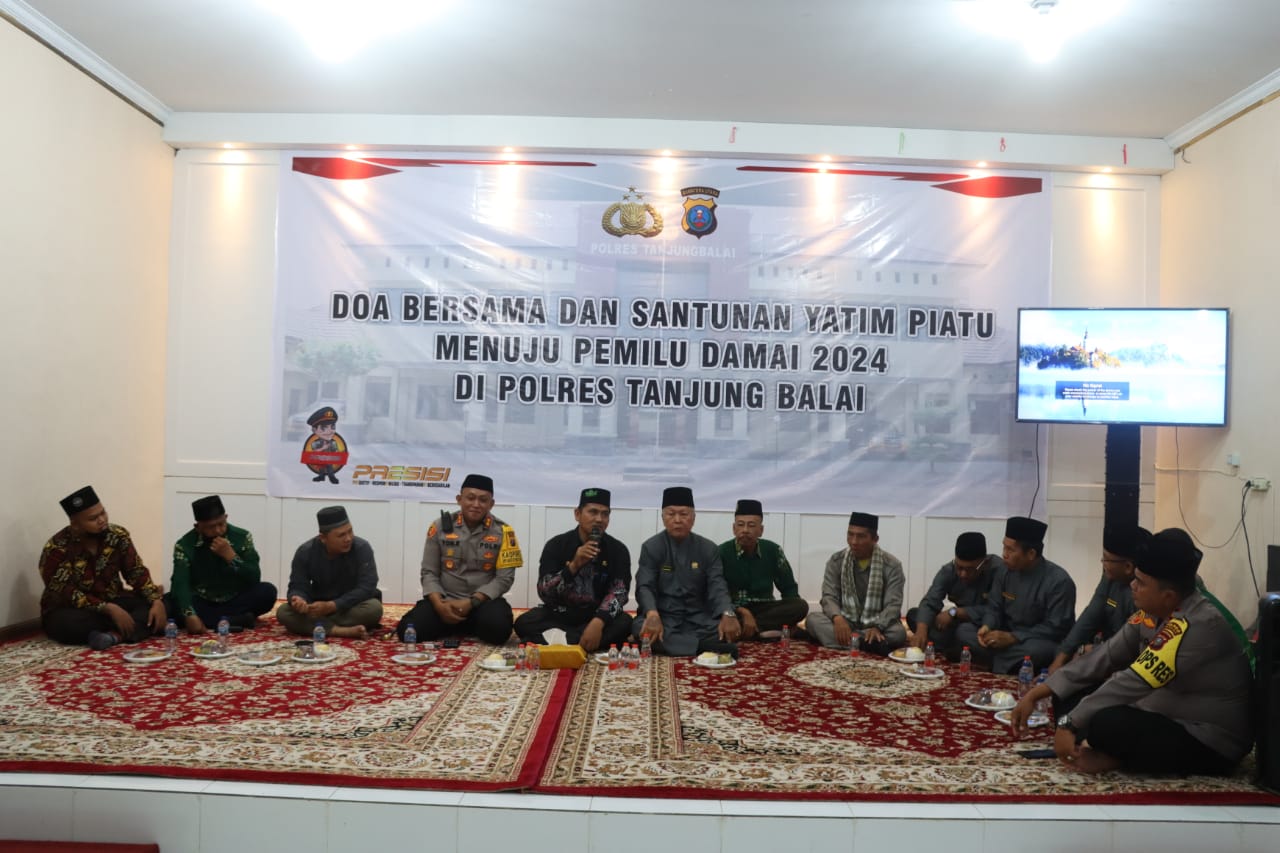 Polres Tanjung Balai Doa Bersama Dan Santunan Anak Yatim Menuju Pemilu Damai 2024