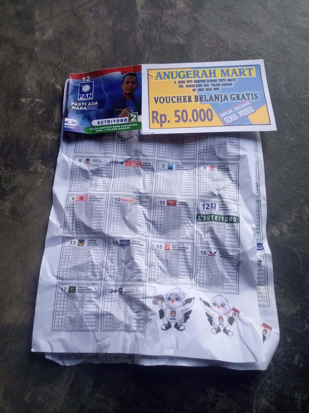 Sutriyono Calon Anggota Dewan Dapil 1 Dari Partai Partai Amanat Nasional (PAN) Diduga Melakukan Politik Uang