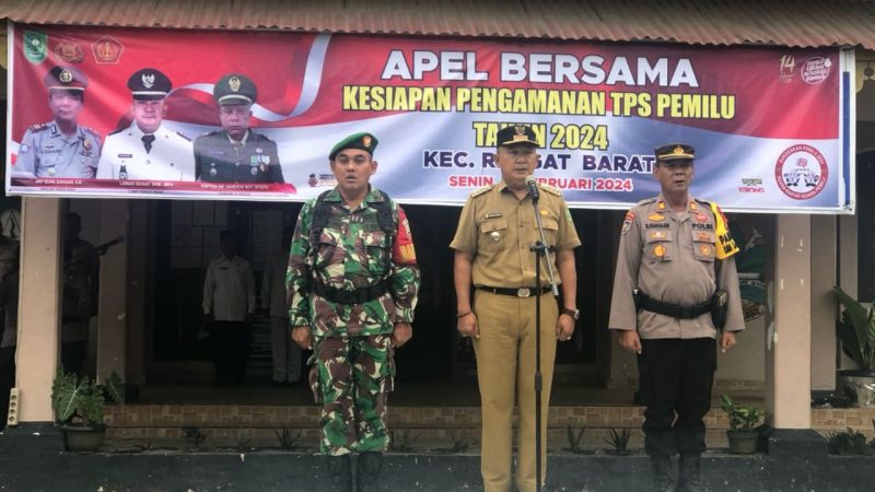Pemilu Tinggal Dua Hari Lagi, Camat Rengat Barat Inhu Pimpin Apel Bersama Kesiapan Pengamanan TPS