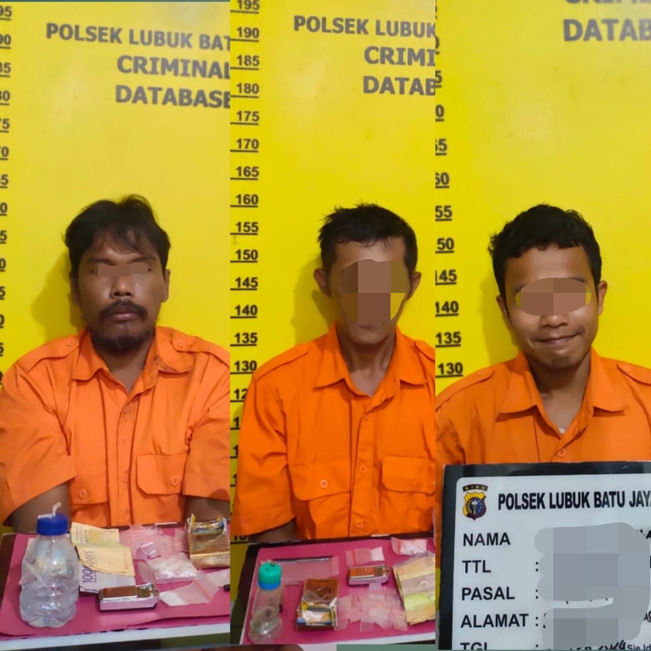 Saat Transaksi di Kebun Sawit, Tiga Pengedar Sabu Dibekuk Polsek LBJ Inhu