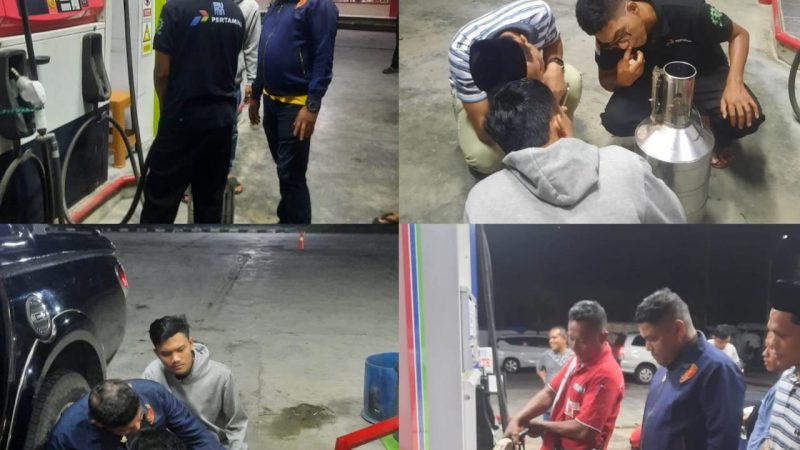 Pengecekan SPBU Dilakukan Polres Aceh Jaya Menjelang Hari Raya Idul Fitri Untuk Cegah Kecurangan Penjualan BBM